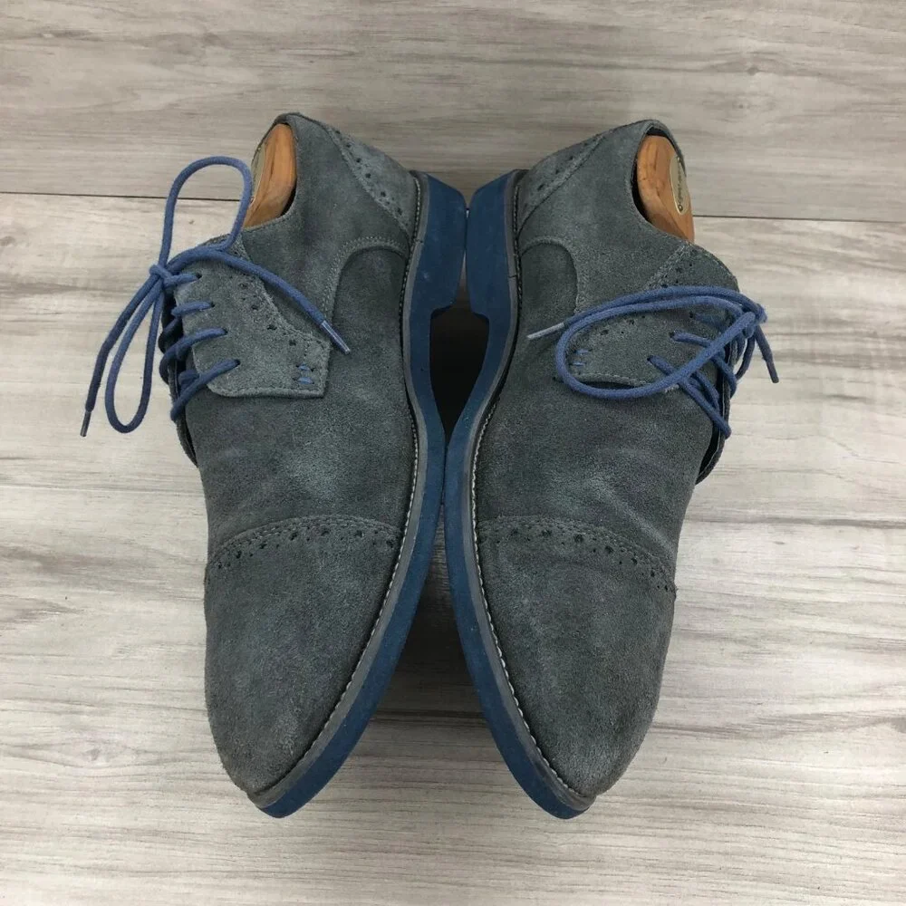 Joseph Abboud Oxfords Men's 10.5 Gray Suede Cap Toe Lace Up Derby Dress Shoes